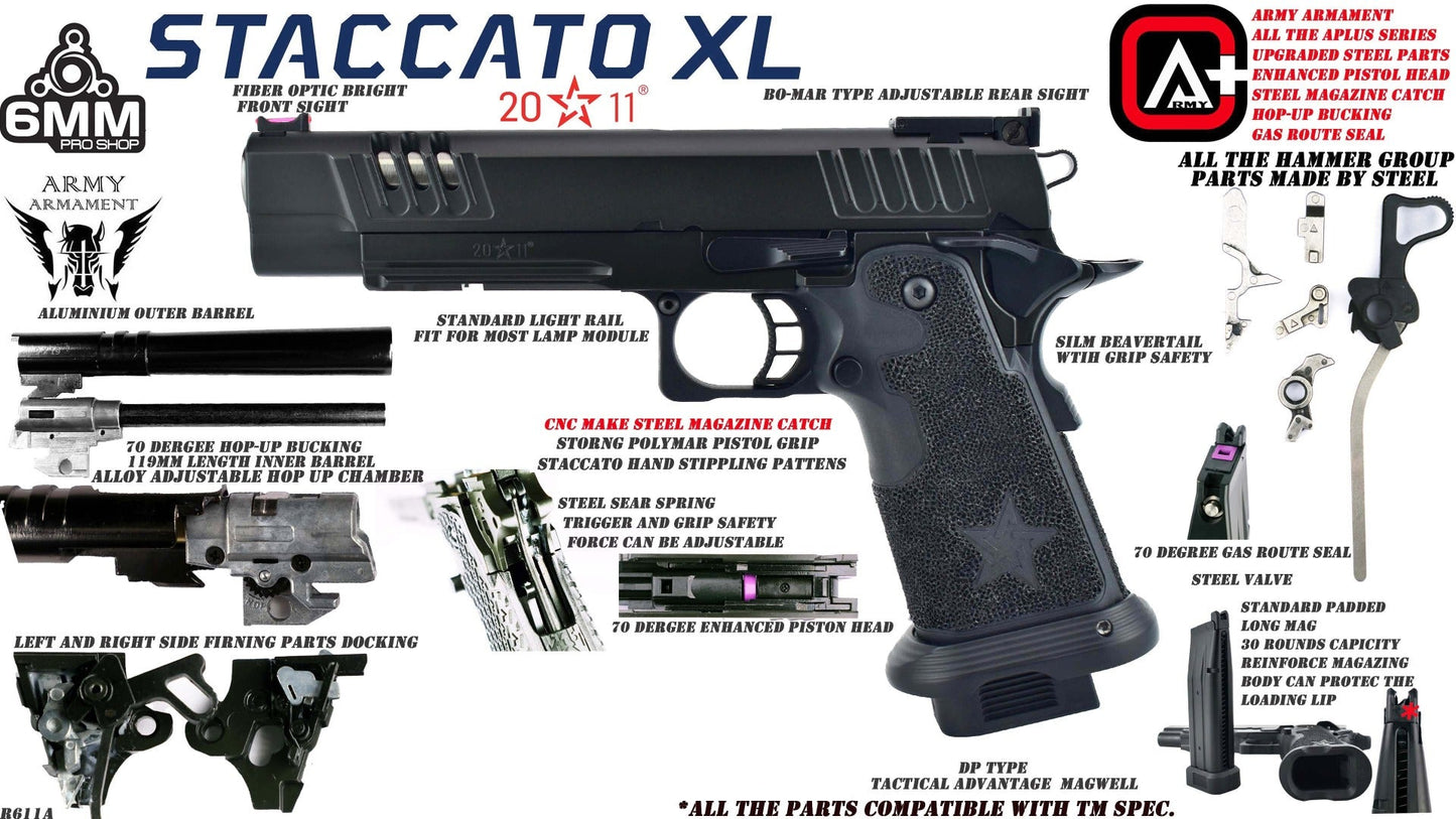 Staccato Licensed XL 2011 Gas Blowback T8 Airsoft Pistol (R611A)