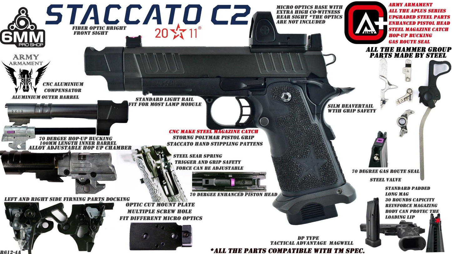 Staccato Licensed C2 COMP SOC 2011 Gas Blowback T8 Airsoft Pistol (R612-4A)