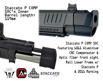 Staccato Licensed P New Version with Comp Gas Blowback Airsoft Pistol (R611-2A)