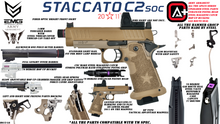 Staccato Licensed C2 Compact 2011 Gas Blowback T8 Airsoft Pistol (R612-5A - Tan)