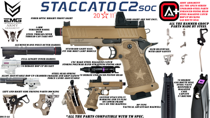 Staccato Licensed C2 Compact 2011 Gas Blowback T8 Airsoft Pistol (R612-5A - Tan)