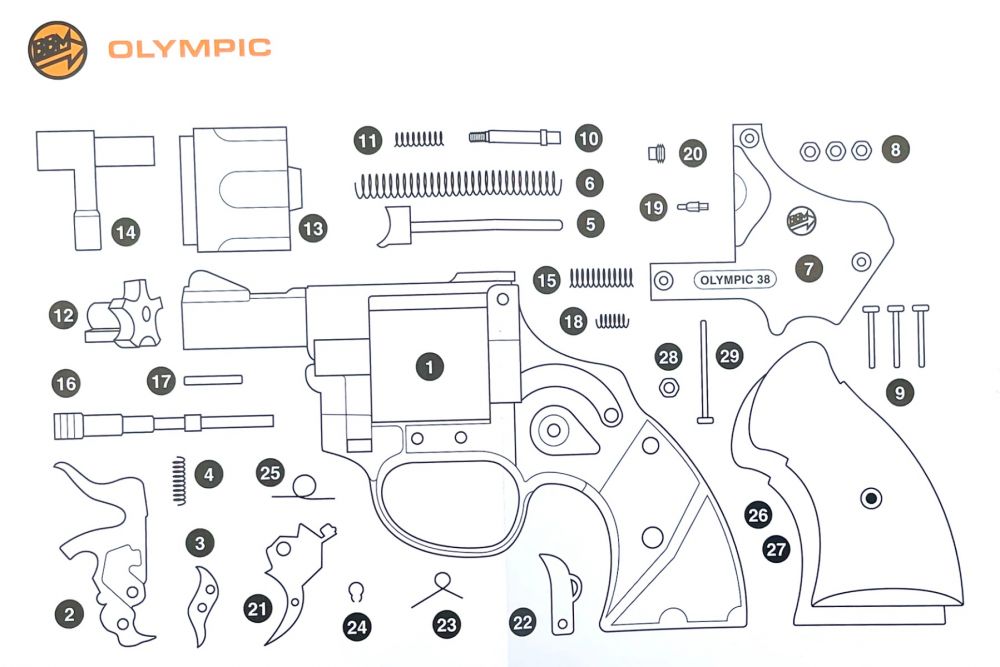 Bruni Revolver Olympic 38 (Cal.380 - BFG - Black - 300)