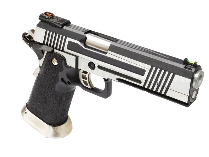 Armorer Works Custom Hi-Capa GBBP (Split Silver Slide - Black Frame - AW-HX1001)
