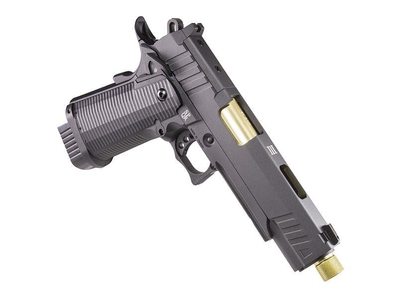 Secutor - LUDUS III - Hi-Capa 5.1 Custom Pistol (Gold Barrel - Co2 Powered - Gas Ready - Black)