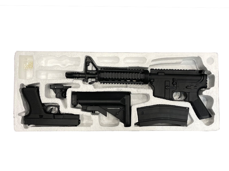 ACM M4 RIS Spring Rifle and 17 Series Spring Pistol (Duel Pack - Black)
