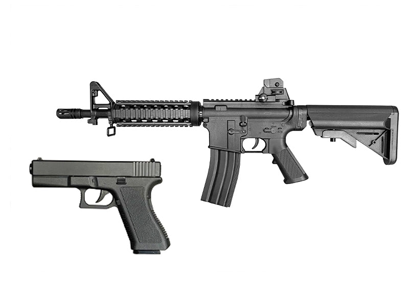 ACM M4 RIS Spring Rifle and 17 Series Spring Pistol (Duel Pack - Black)
