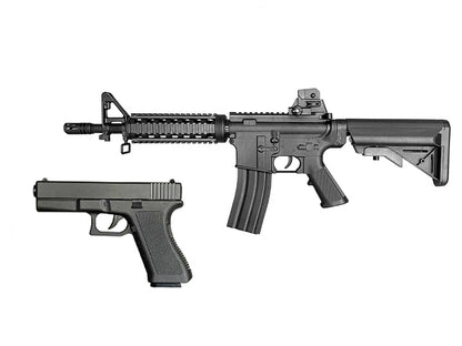 ACM M4 RIS Spring Rifle and 17 Series Spring Pistol (Duel Pack - Black)