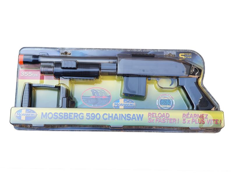 Mossberg M590 Chainsaw Spring Shotgun with 500 BB's (Short - Clear - Cybergun - RT270741)
