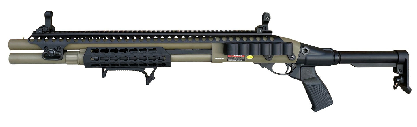 Golden Eagle M870 Keymod Tri-Shot Gas Pump Action Shotgun (Long - Tan - M8875T - V2)