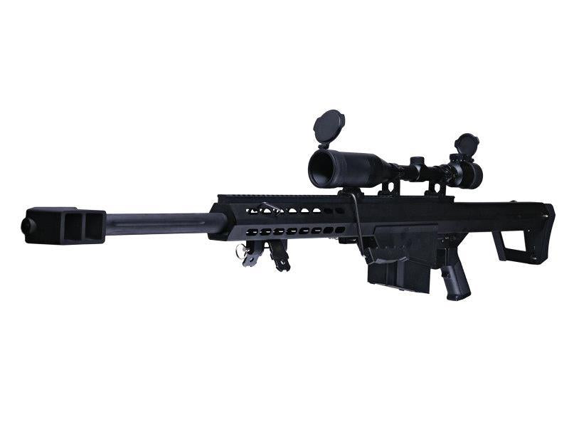 Barrett M82A1 Electric AEG Sniper Rifle with Hunter Scope and Bipod (Snow Wolf - Black - SW-02A)