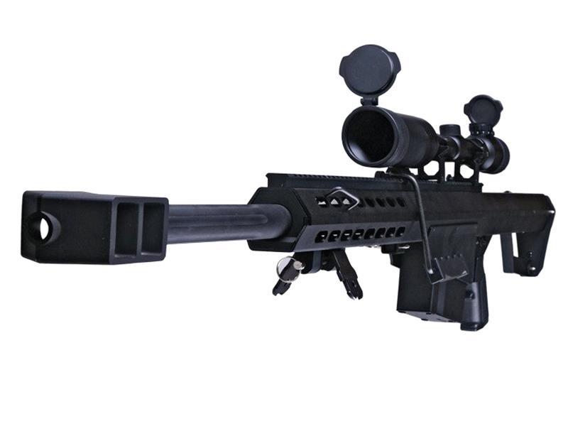 Barrett M82A1 Electric AEG Sniper Rifle with Hunter Scope and Bipod (Snow Wolf - Black - SW-02A)