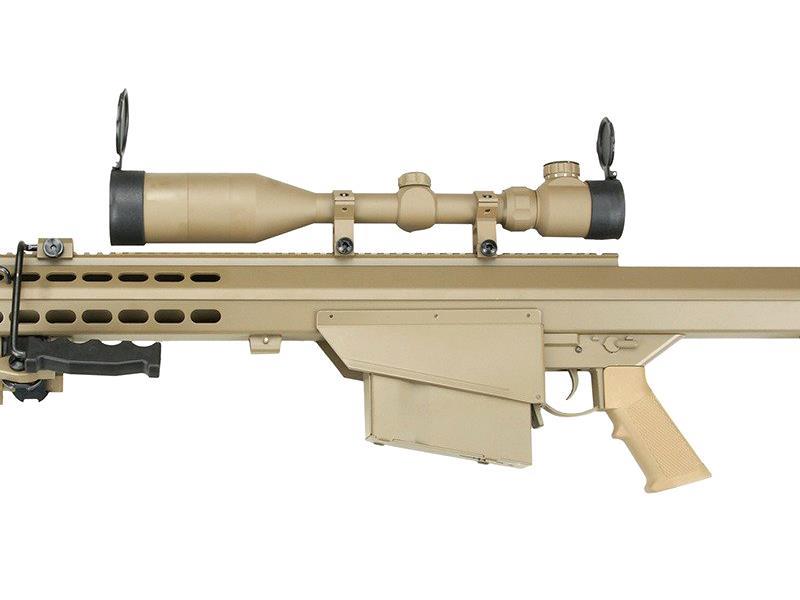 Barrett M82A1 Electric AEG Sniper Rifle with Hunter Scope and Bipod (Snow Wolf - Tan - SW-02A)
