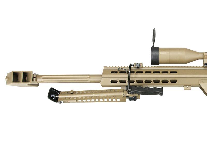 Barrett M82A1 Electric AEG Sniper Rifle with Hunter Scope and Bipod (Snow Wolf - Tan - SW-02A)
