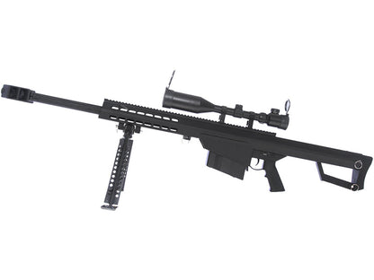 Barrett M82A1 Electric AEG Sniper Rifle Compact with Scope and Bipod (Snow Wolf - Black - SW-02CQB-A-BK)