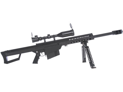 Barrett M82A1 Electric AEG Sniper Rifle Compact with Scope and Bipod (Snow Wolf - Black - SW-02CQB-A-BK)