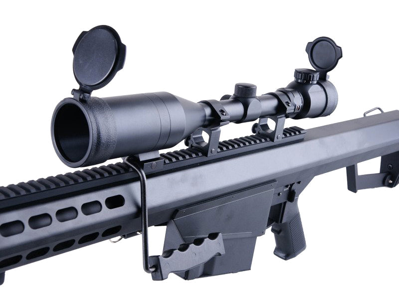 Barrett M82A1 Electric AEG Sniper Rifle Compact with Scope and Bipod (Snow Wolf - Black - SW-02CQB-A-BK)