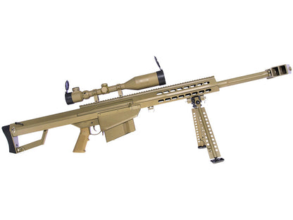 Barrett M82A1 Electric AEG Sniper Rifle Compact with Scope and Bipod (Snow Wolf - Tan - SW-02CQB-A-TN)