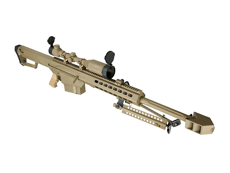 Barrett M82A1 Electric AEG Sniper Rifle Compact with Scope and Bipod (Snow Wolf - Tan - SW-02CQB-A-TN)