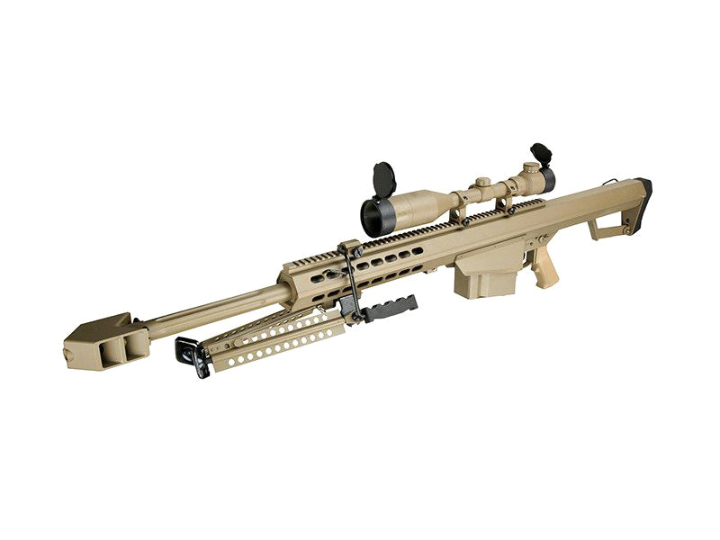 Barrett M82A1 Electric AEG Sniper Rifle Compact with Scope and Bipod (Snow Wolf - Tan - SW-02CQB-A-TN)