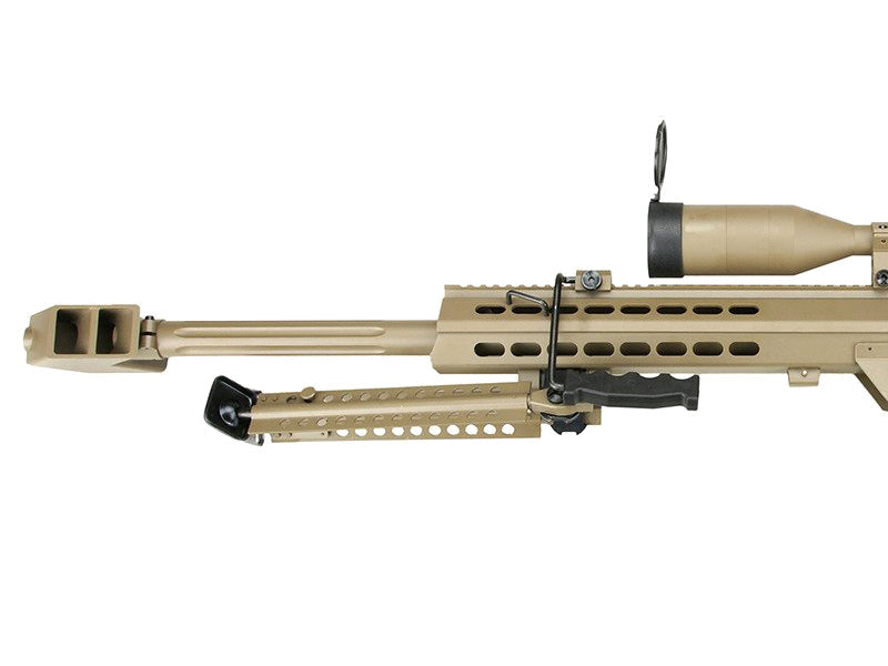 Barrett M82A1 Electric AEG Sniper Rifle Compact with Scope and Bipod (Snow Wolf - Tan - SW-02CQB-A-TN)