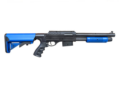 Vigor M870 Custom Tactical Pump Action Shotgun (RIS - Two Tone Blue - 0581D - M4 Stock Long)