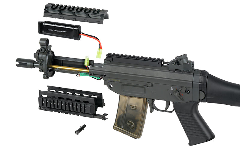 JG 555 AEG Rifle (RIS/Metal - Inc. Battery and Charger - Black - 082-II)