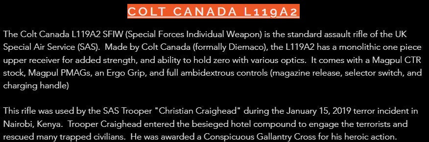 Colt L119A2 SFIW  Gas Blowback Rifle (TM MWS Internals/Archwick - Black)
