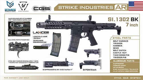 Strike Industries x EMG 7 AR Strike Oppressor M4 Short Barrel Gas Blowback by Cyma (MWS - SI.1302 BK)