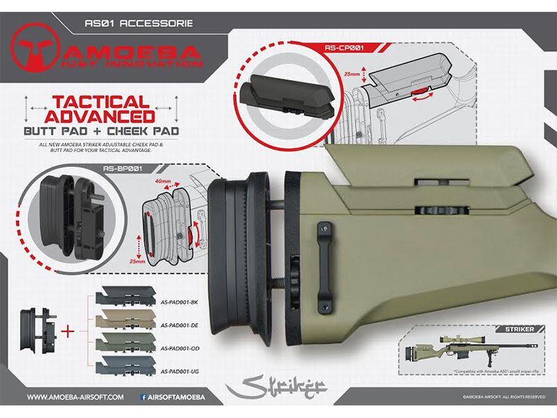 Ares Amoeba Striker Sniper Rifle Tac. Adv. Butt Pad plus Cheek Pad (OD - AS-PAD001-OD)