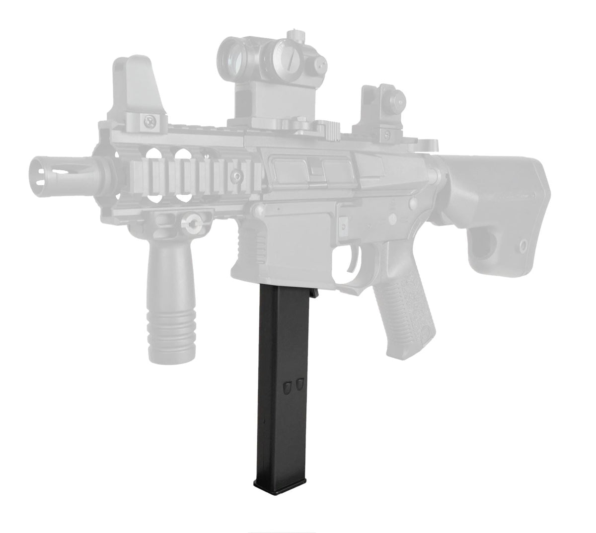 Ares Adaptor Set 9mm Magazine For M4's (Inc. 45 Round 9mm Magazine - Black - MAG-038-BK)