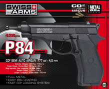 Swiss Arms 4.5mm/.177 P84 Non-Blowback Co2 Pistol (Black - 288707)