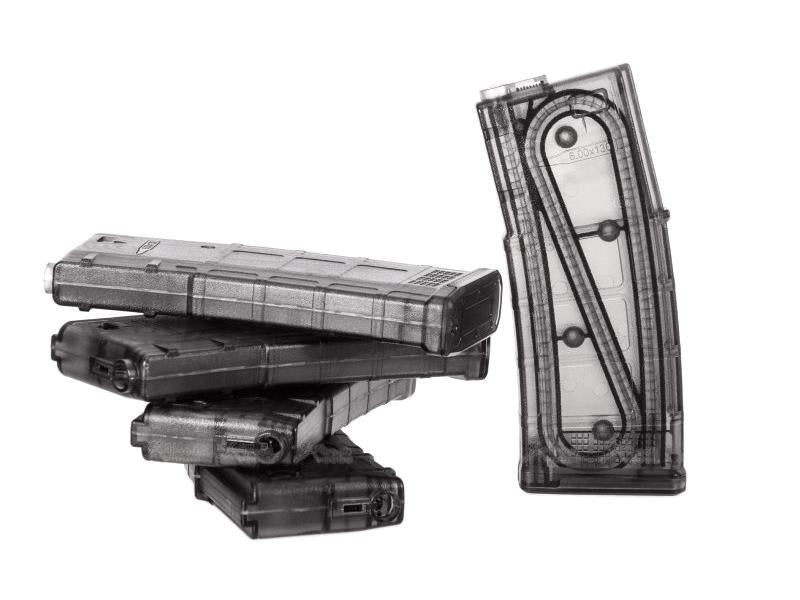 Ares M4 AMAG AEG Magazine (5pcs Box Set - 130 Rounds - Transparent - MAG-B-023-TP)