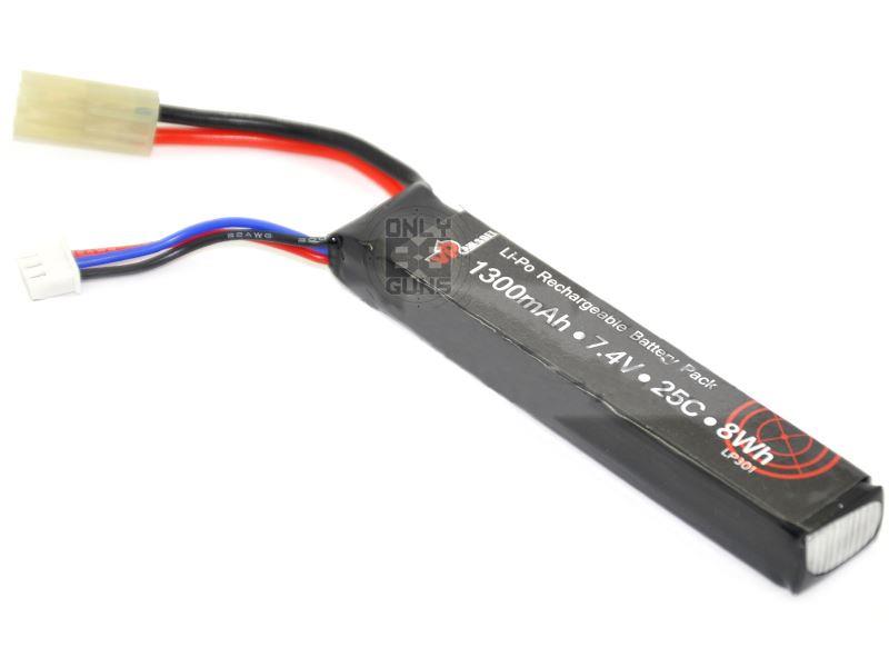 7.4V 1300mAh 25C+ Continuous Discharge Lipo (101mm long) (Mini-Tamiya) Battery