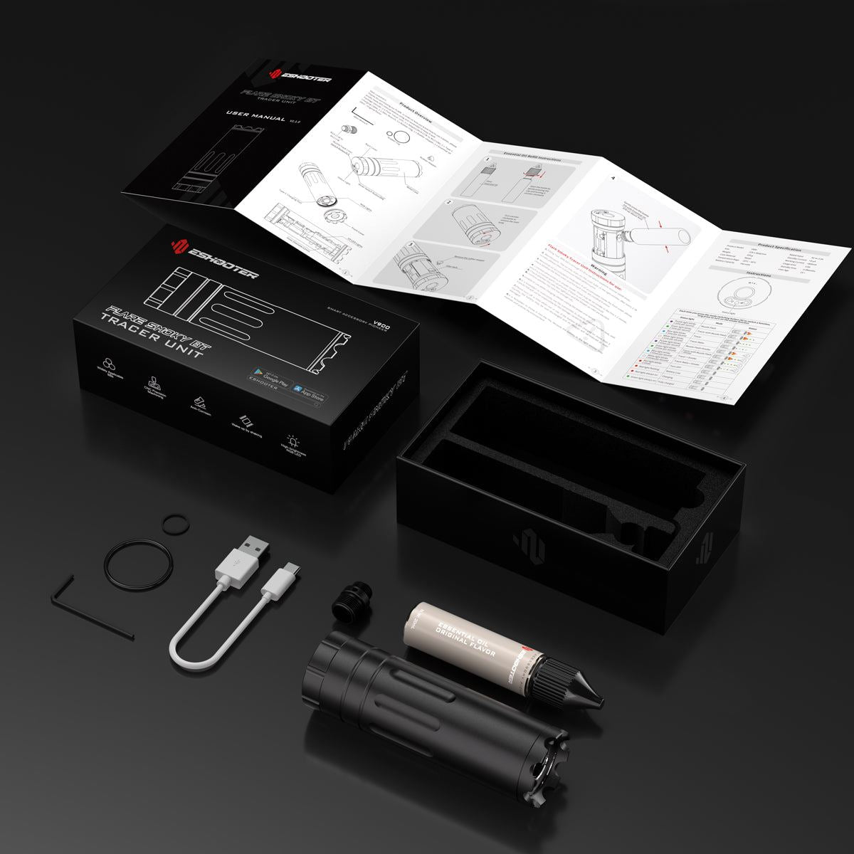 E-Shooter Flare Smoky BT Airsoft Tracer Unit & Chronograph (V900)