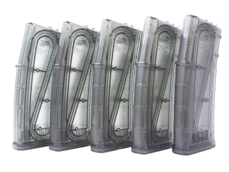 Ares M4 AMAG AEG Magazine (5pcs Box Set - 130 Rounds - Transparent - MAG-B-023-TP)