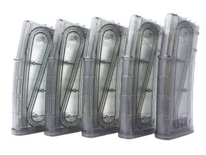 Ares M4 AMAG AEG Magazine (5pcs Box Set - 130 Rounds - Transparent - MAG-B-023-TP)