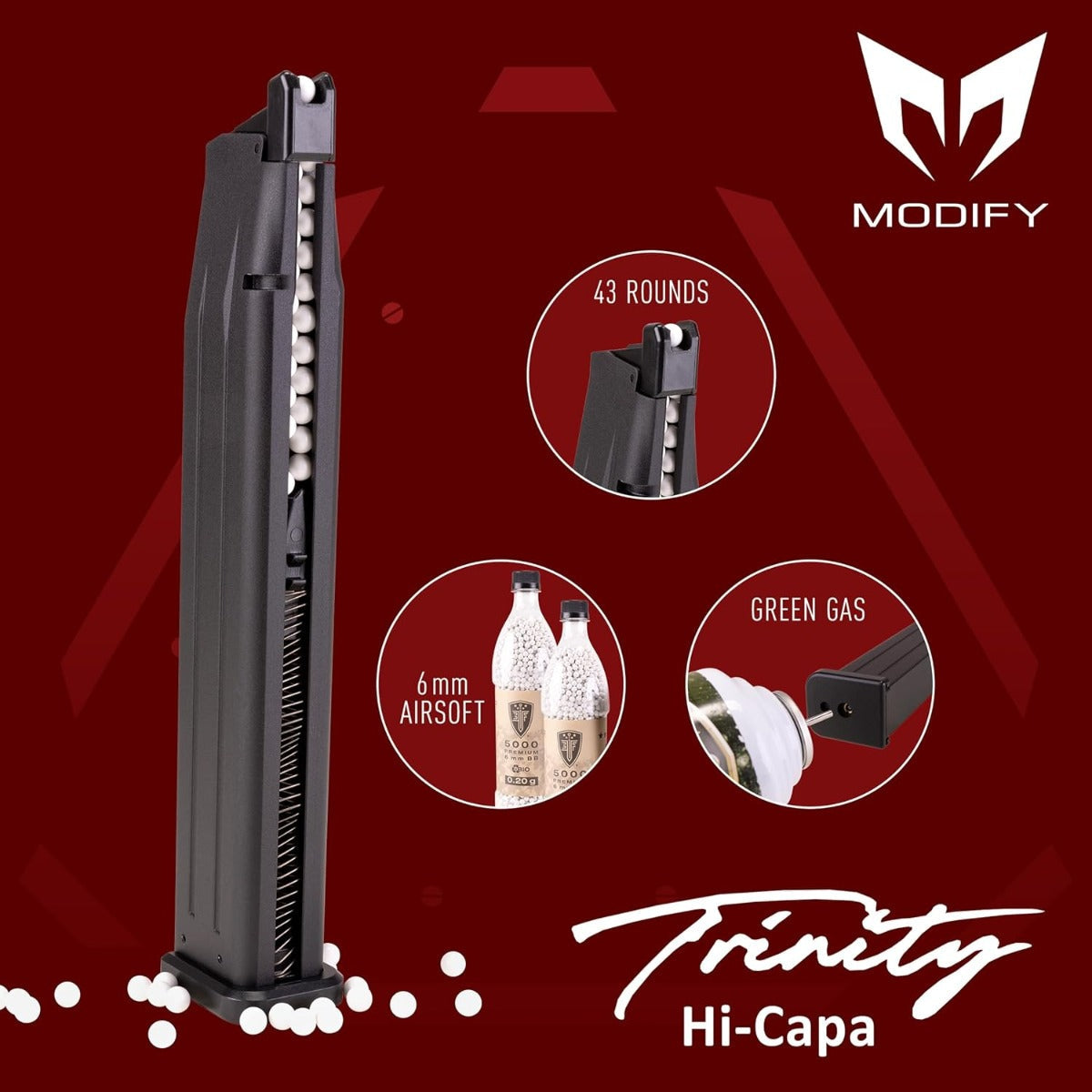 Modify Gas Hi-Cap Magazine for TM, AW, WE, KJW, Army, Modify (43 Rounds - MD-65303562)