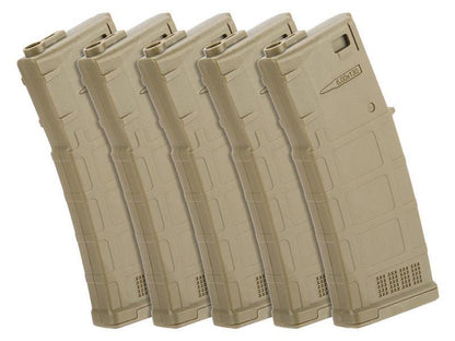 Ares M4 AMAG AEG Magazine (5pcs Box Set - 130 Rounds - Tan - MAG-B-023-DE)