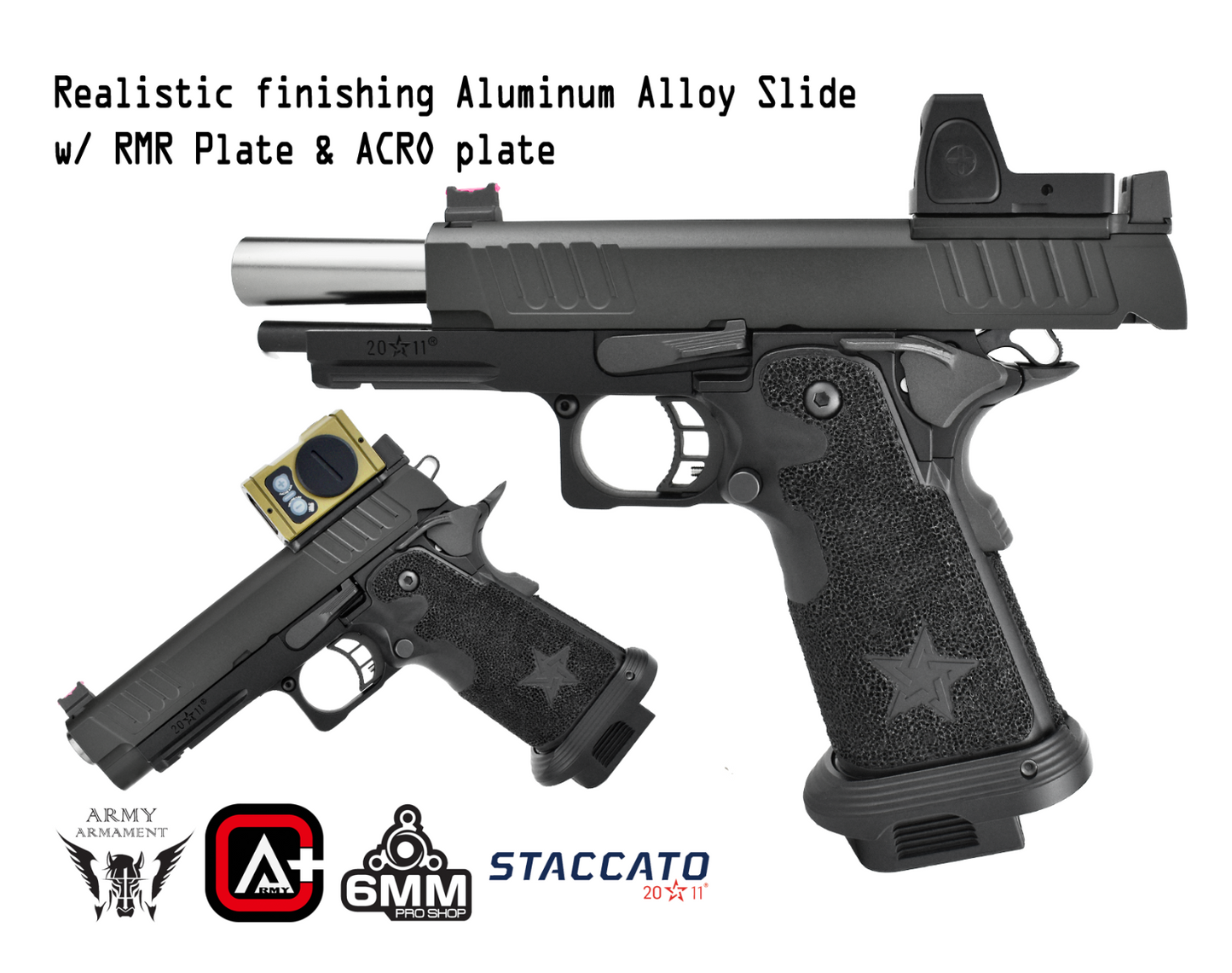 Staccato Licensed P 2011 Gas Blowback T8 Airsoft Pistol (R611-3A)
