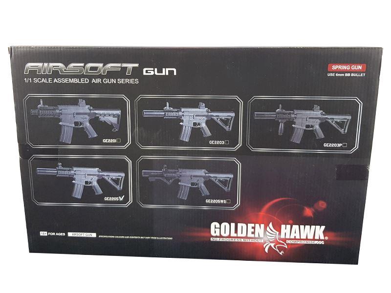 Golden Hawk M4 Rifle with Inbuilt Mock Silencer (Spring Powered - Blue)