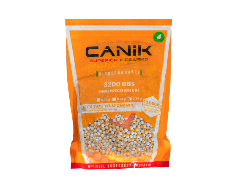 Canik 0.25g BIO - 3200 Rounds - BB Pellets (WHITE - 6mm - 553003)