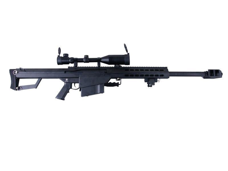 Barrett M82A1 Electric AEG Sniper Rifle with Hunter Scope and Bipod (Snow Wolf - Black - SW-02A)
