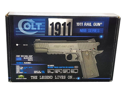 Colt 1911 (Rail) Co2 Pistol (Black - Fixed Metal Slide - Cybergun - 180314)
