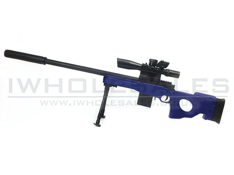 ACM Custom L96 with Mock Scope, Bipod and Silencer Spring Rifle (Blue - 929-2)