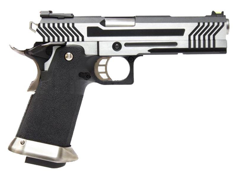 Armorer Works Custom Hi-Capa GBBP (Full Silver Slide - Black Frame - AW-HX1101)