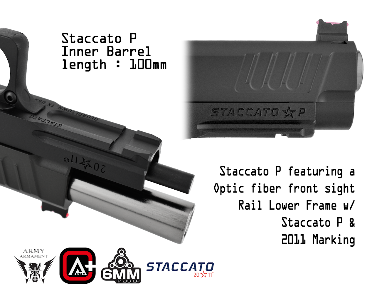 Staccato Licensed P 2011 Gas Blowback T8 Airsoft Pistol (R611-3A)