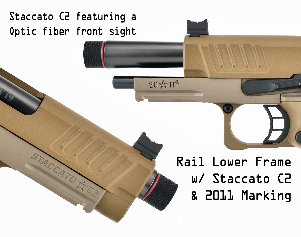 Staccato Licensed C2 Compact 2011 Gas Blowback T8 Airsoft Pistol (R612-5A - Tan)