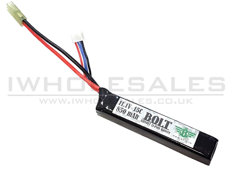 Bolt 11.1v 15c 850mAh Lipo Battery (1 Way)
