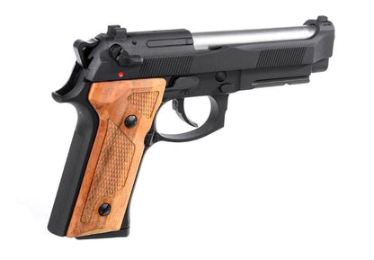 KJ Works M91A Tactical Fishbone Full-Metal GBB Airsoft Pistol - Solid Wood Grips - Black (KJGSM9IABW)