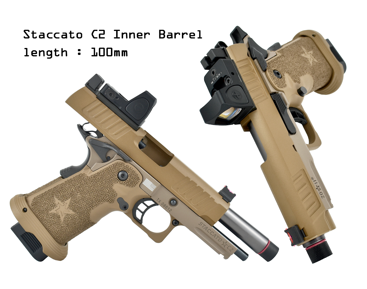 Staccato Licensed C2 Compact 2011 Gas Blowback T8 Airsoft Pistol (R612-5A - Tan)